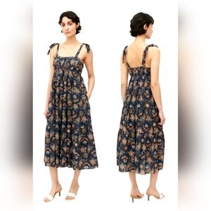 Ulla Johnson Cordelia Midi Dress Multi-color Twilight Babydoll Cotton Tiered 16